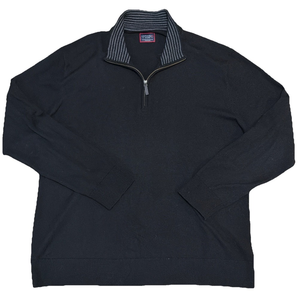UNTUCKit Belguardo Black 1/4 Zip Pullover Extra Fine Merino Wool Extra Large XL